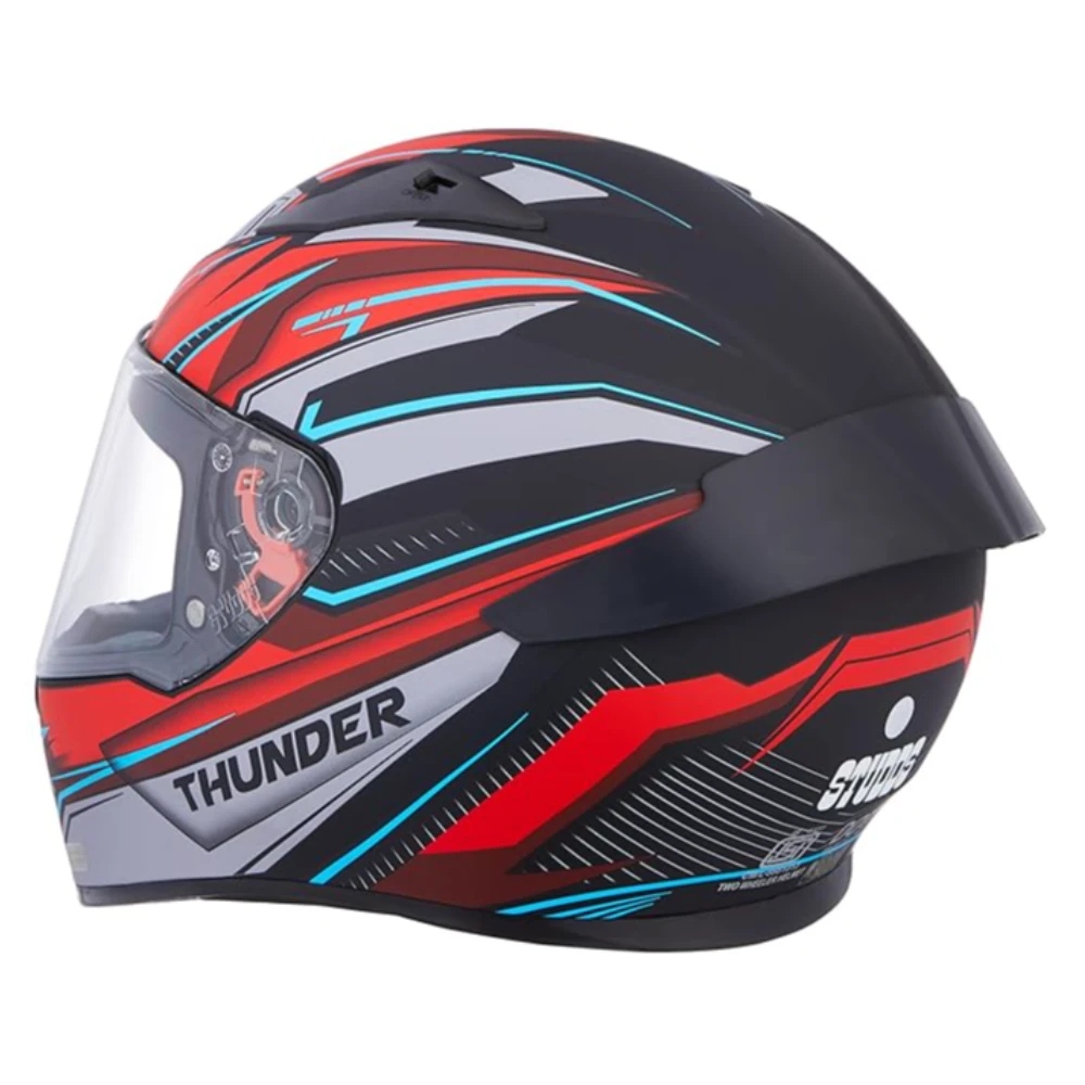 Studds Thunder Full Face Helmet D8 with Clear Visor (Matt Black N2, M)