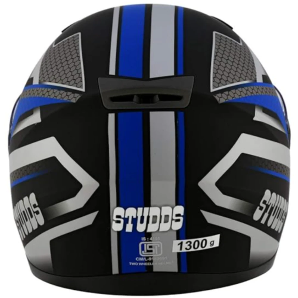 Studds SHIFTER D8 Decor Regulated Density EPS Full Face Helmet (Matt Black and Blue, XL)