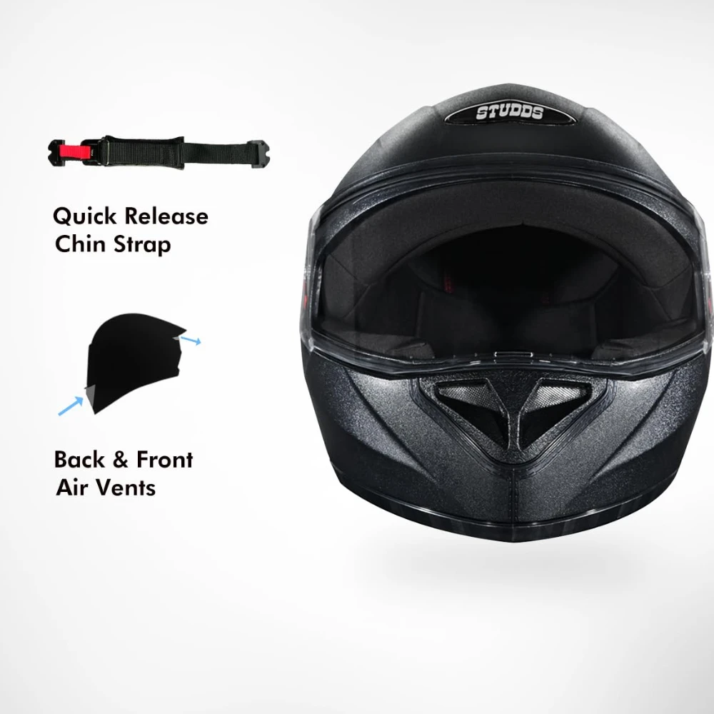 STUDDS Crest Eco ISI Certified Full Face Helmet for Men and Women with Clear Visor