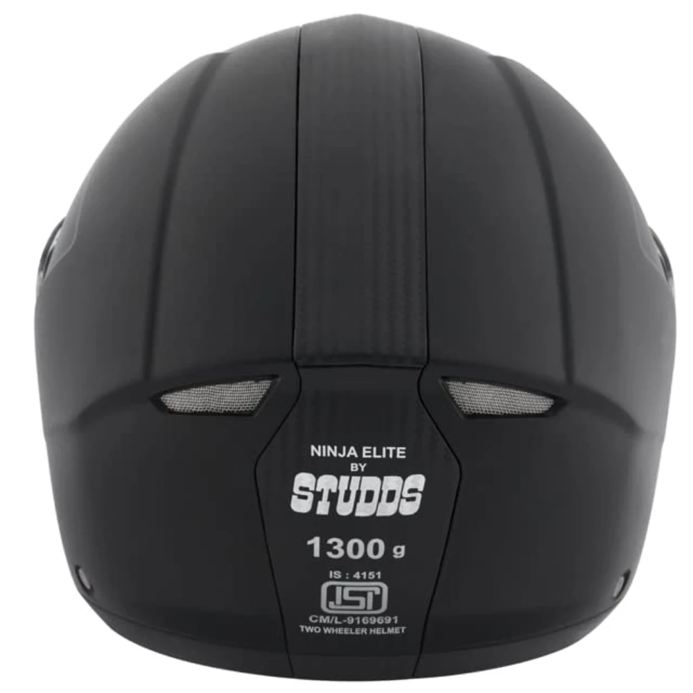 STUDDS Ninja ELITE Flip Up Full Face Helmet with Plain Center Strip (Black, x-large)