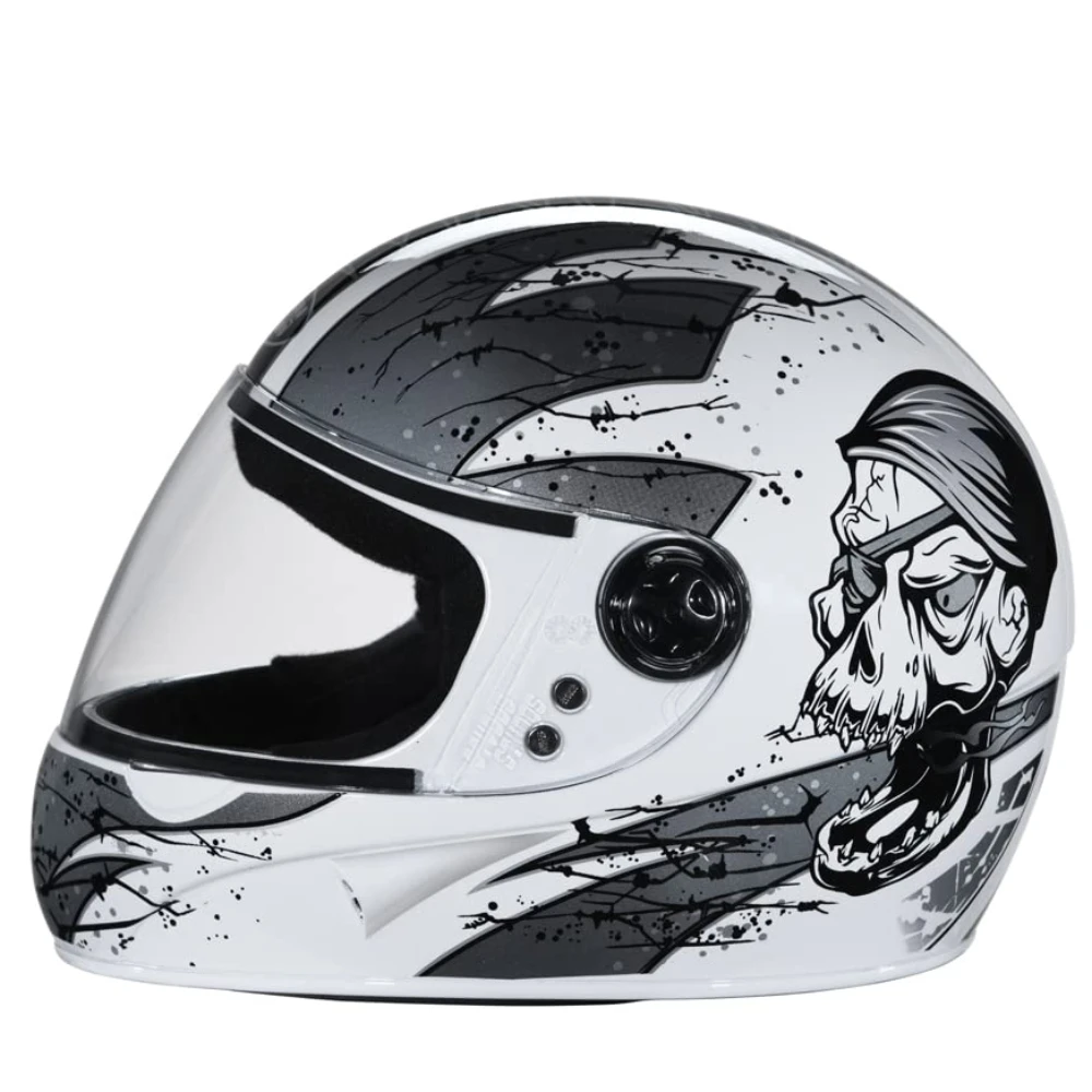 Studds Chrome Super D3 Full Face Helmet (White and Grey, M)