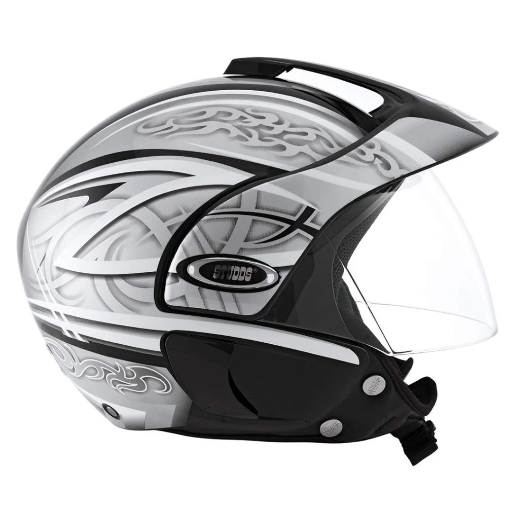 Studds Marshall D3 Open Face Helmet (Black Grey, x-large)