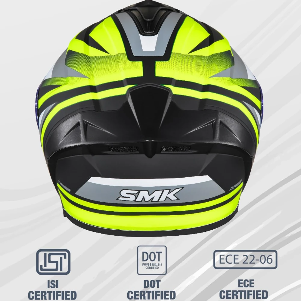 SMK Typhoon Freeride ISI ECE & DOT Certified Full Face Dual Visor Helmet for Men and Women with Pinlock Fitted Clear Visor and Inner Sun Visor ( GL246 - 2XL )