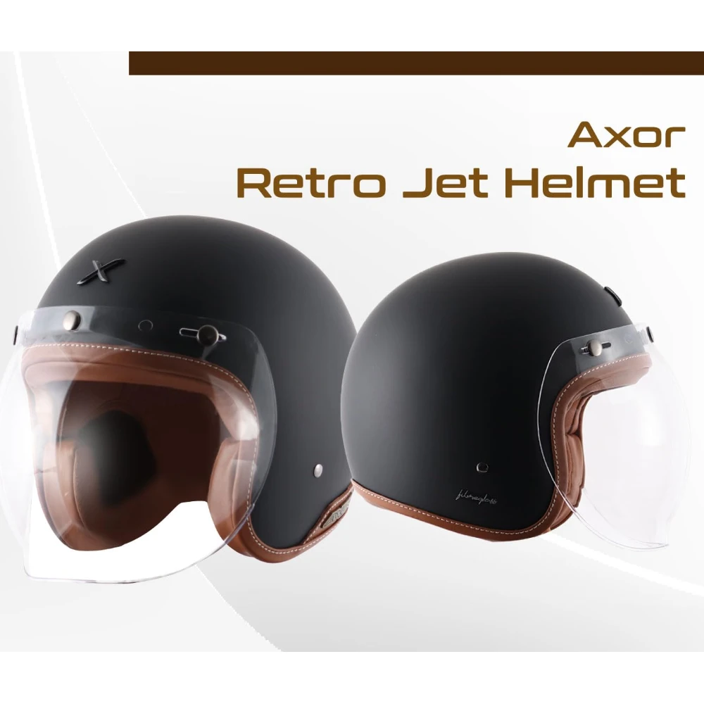 axor Retro Jet Leather Helmet (Dull Black, M)