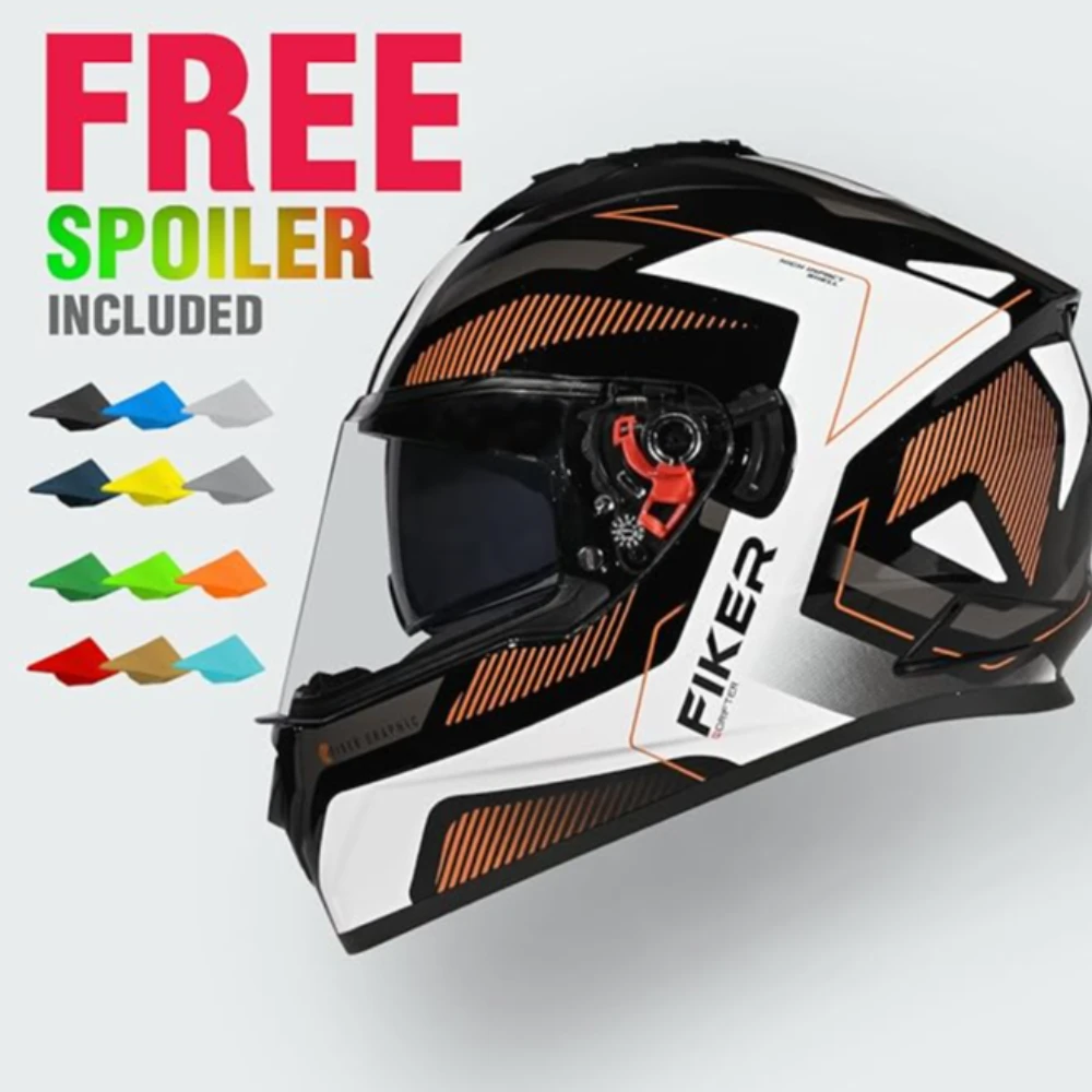 Studds Drifter D5 Fiker ISI and DOT Certified Full face Helmet for Men and Women with Inner Sun Visor and Spoiler (Black XL)