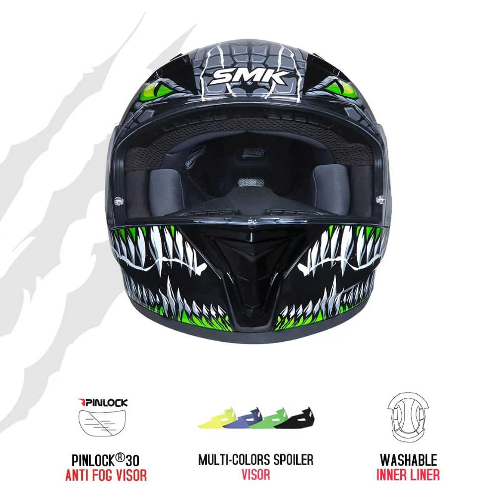 SMK Stellar Sports Taotei Helmet Ece-06 Certified with Anti Fog Clear Visor for Men and Women