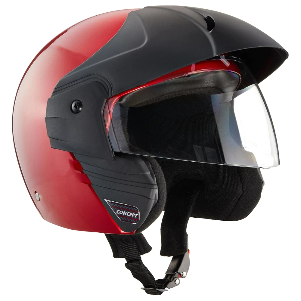 Studds Ninja Concept ECO Open Face Helmet Helmet (Cherry Red, Medium)