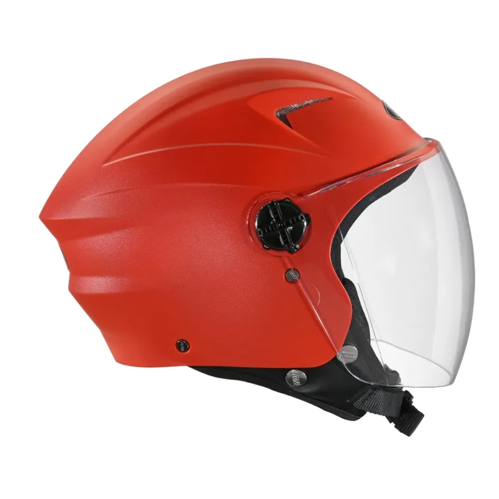STUDDS RAY ISI Certified Open FACE Helmet for Men and Women with D - Ring Lock (Red/XL)