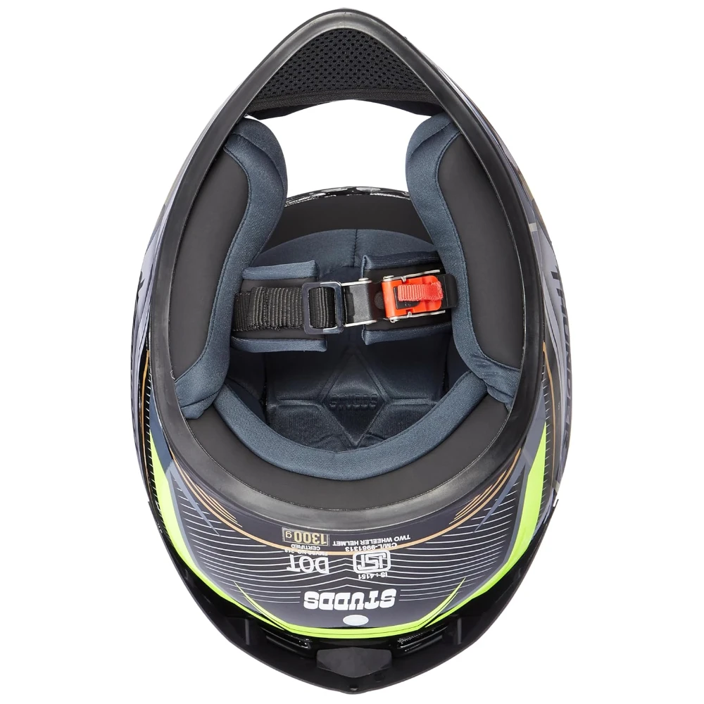 Studds Thunder Full Face Helmet D8 with Clear Visor (Black N5, M)