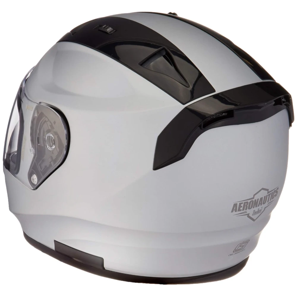 Steelbird SA-1 Aeronautics Full Face Helmet Silver, Size: L(57-58 cm)