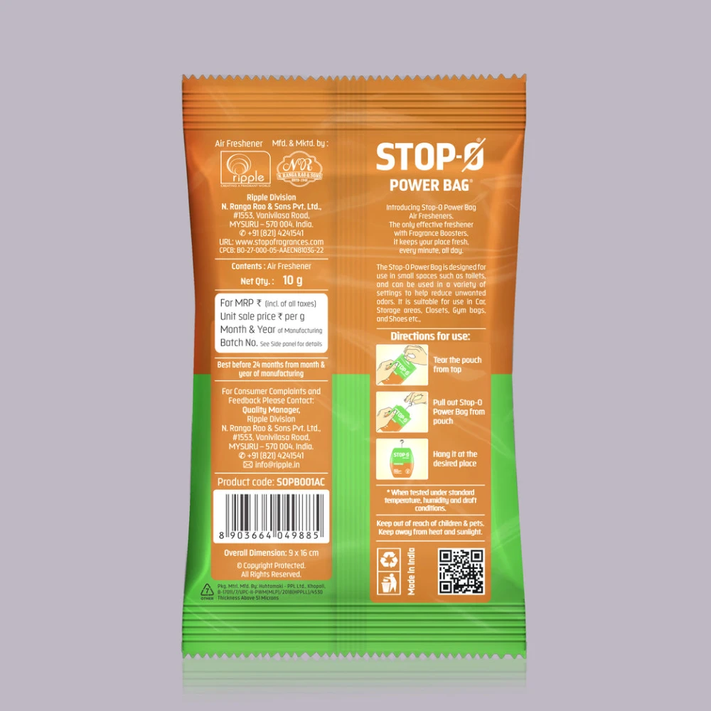 Stop-O Hanging Freshener Power Bag - Apple Cinnamon (Pack of 8)