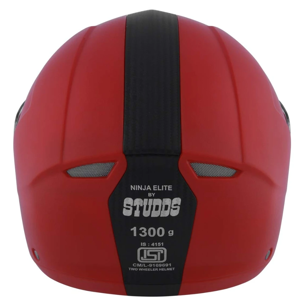 Studds Ninja ELITE Flip Up Full Face Helmet with Carbon Center Strip (Red, L)