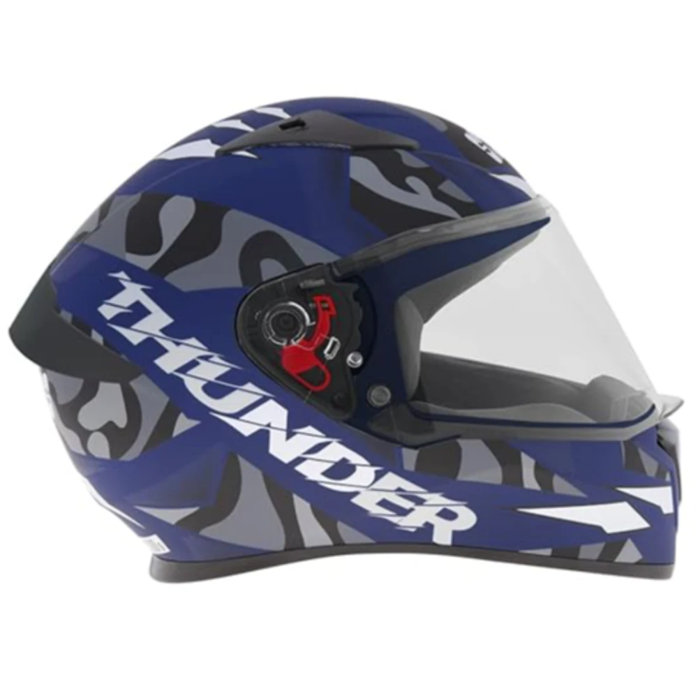Studds Thunder Full Face Helmet D7 with Clear Visor (Matt Blue N4, M)