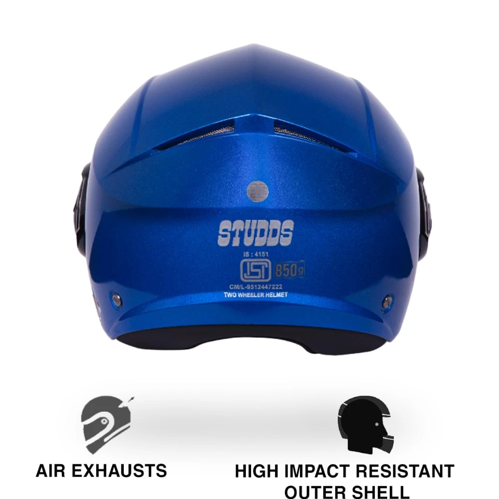 Studds Urban Dame ISI Certified Open Face Helmet for Women (Flame Blue - Xs)