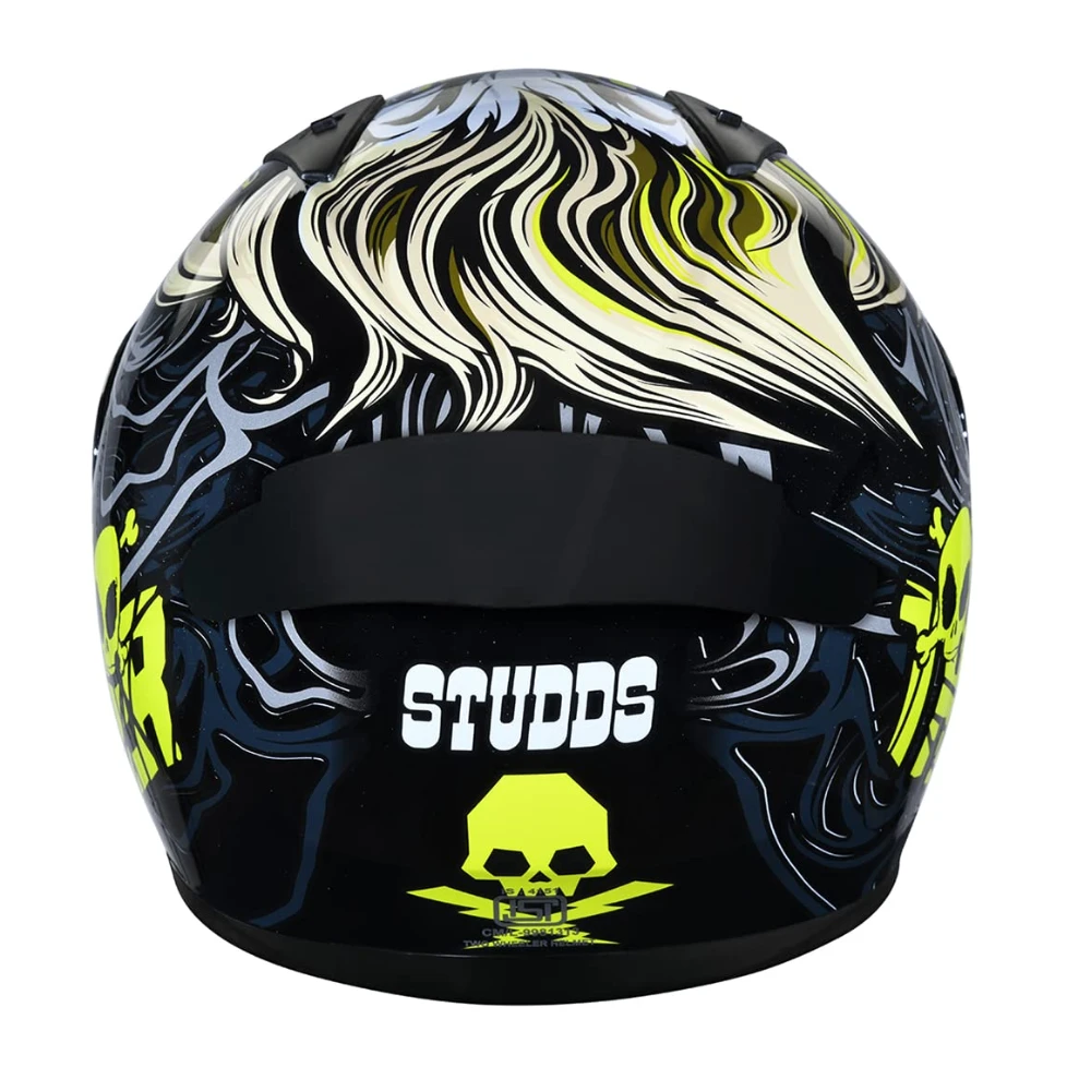 Studds Thunder Full Face Helmet D9 with Clear Visor (Black N5, M)