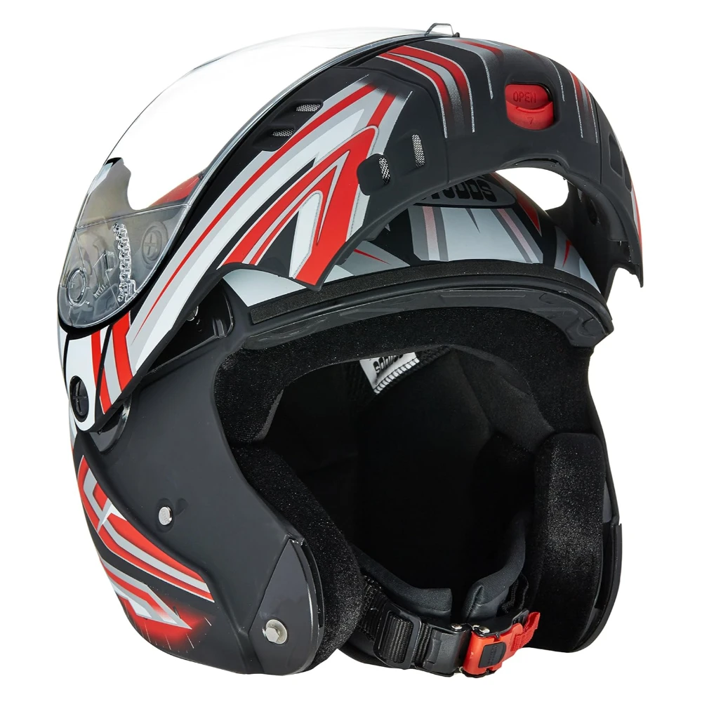 Studds Ninja 3G D1 Flip Up Full Face Helmet (Matt Black and Red, x-large)