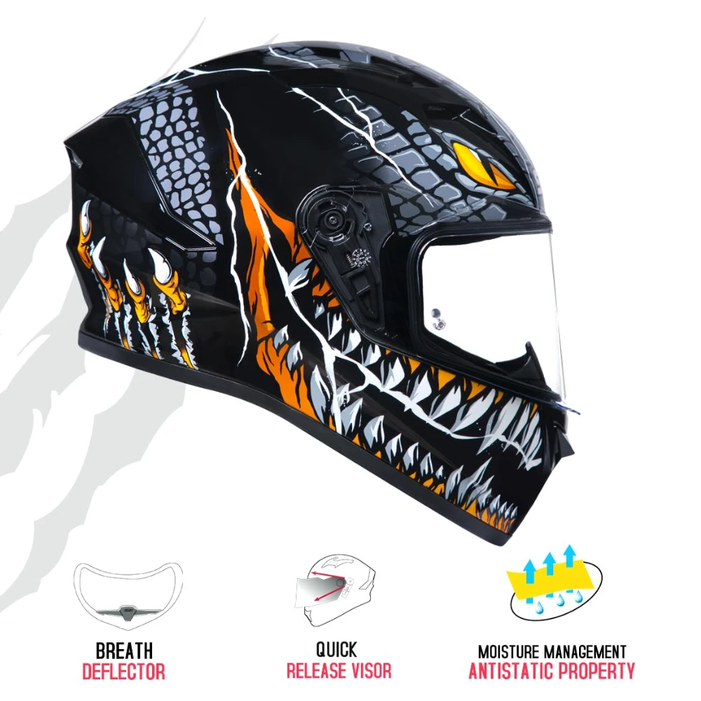 Smk Stellar Sports Taotei Helmet Ece-06 Certified with Anti Fog Clear Visor for Men and Women
