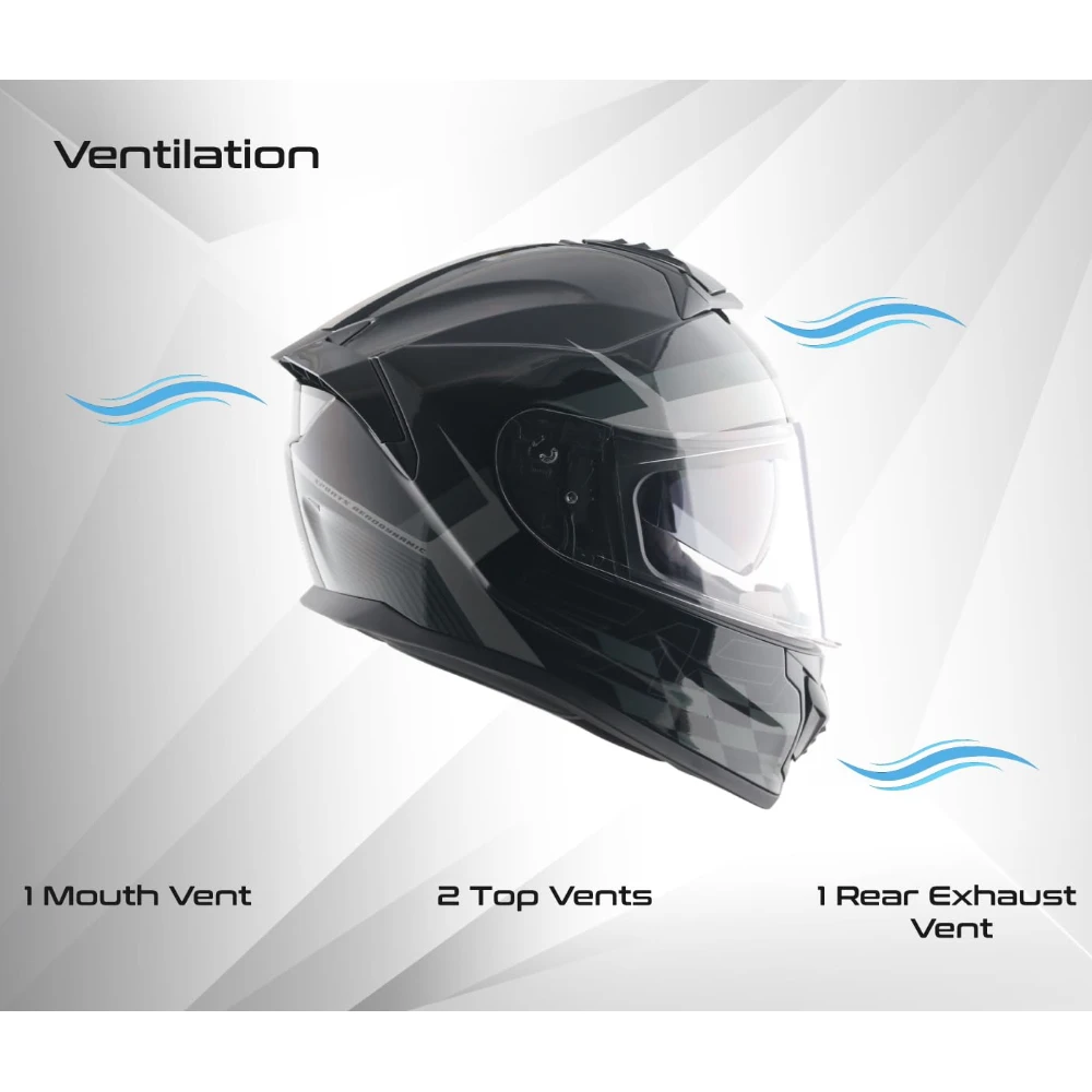 Vega Zap DV Alliance ISI and DOT Certified Gloss Finish Full Face Dual Visor Helmet for Men with Spoiler-Black Grey-M