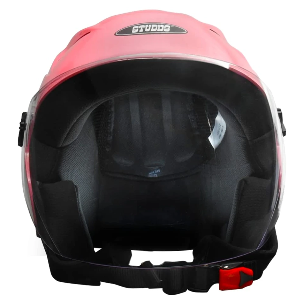 STUDDS RAY ISI Certified Open FACE Helmet for Men and Women with D - Ring Lock (Baby Pink-M), Motorcycling