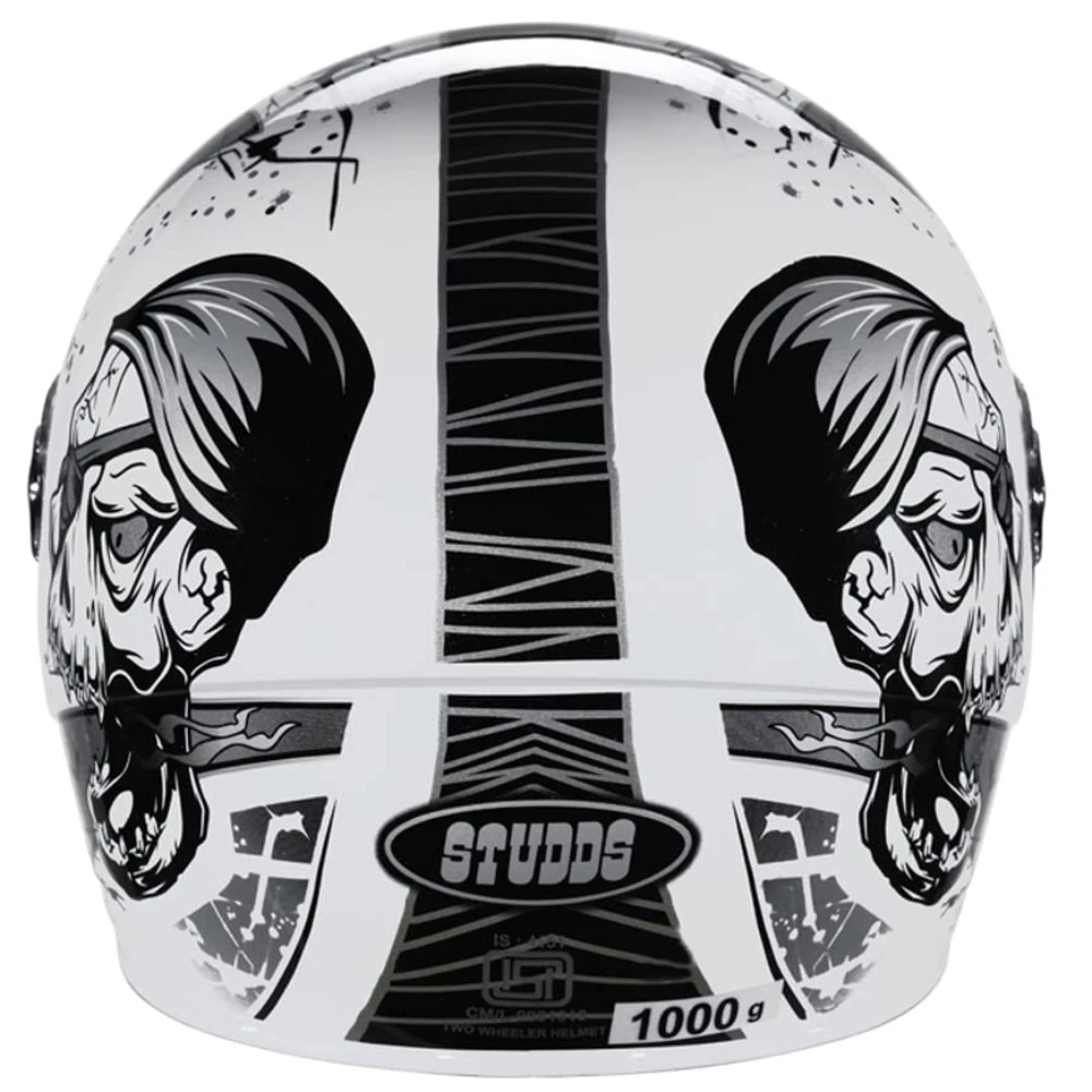 Studds Chrome Super D3 Full Face Helmet (White and Grey, M)