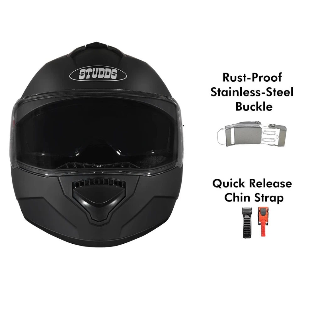 Studds Drifter ISI and DOT Certified Full face Helmet for Men and Women with Inner Sun Visor and Spoiler