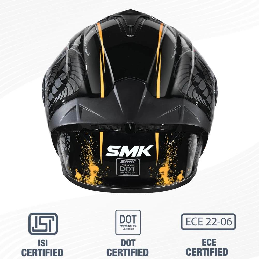 SMK Reptile ISI ECE & DOT Certified Full Face Dual Visor Helmet for Men and Women with Pinlock Fitted Clear Visor and Inner Sun Visor