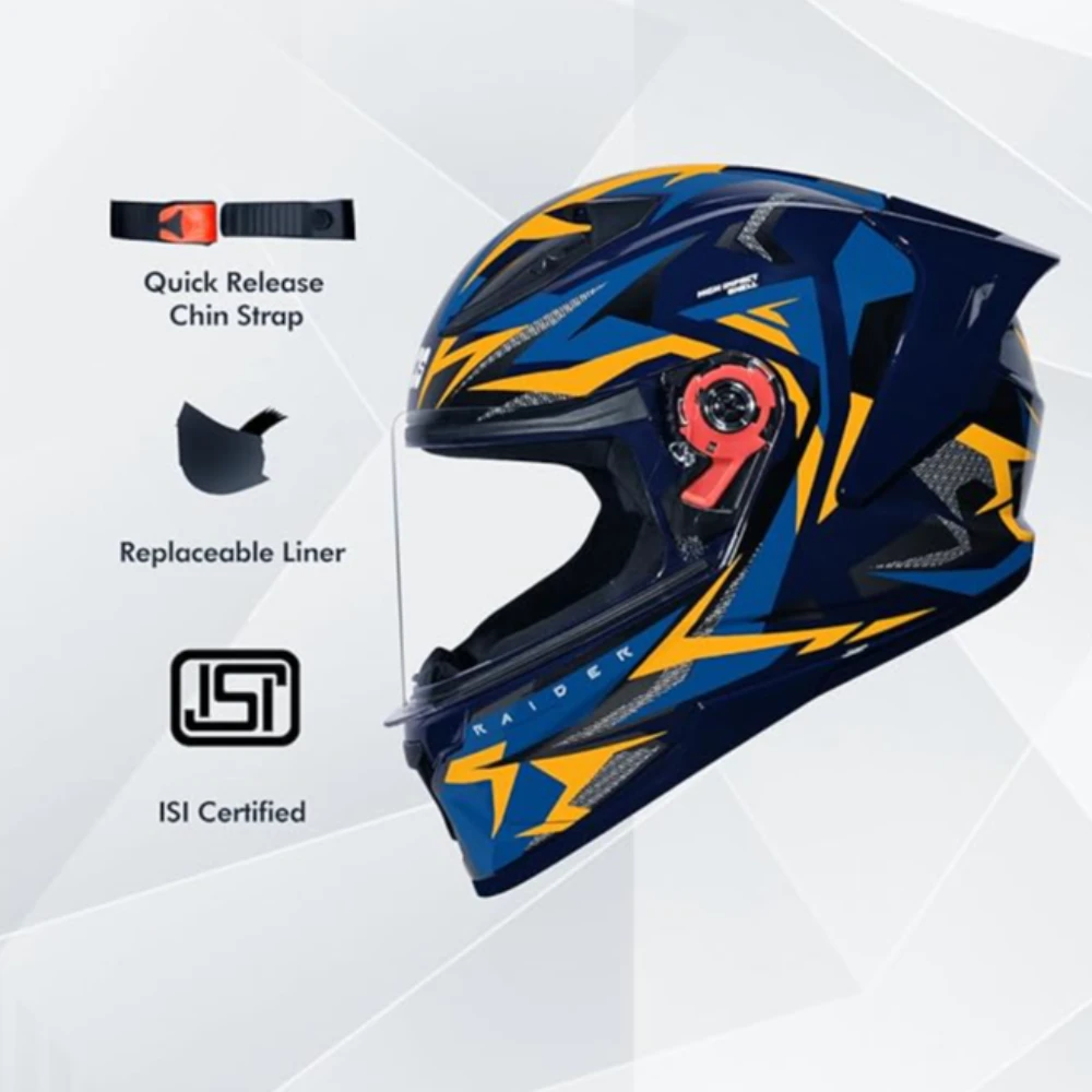 STUDDS Raider Skulpt ISI Certified Full Face Helmet for Men and Women with Spoilor and Clear Visor