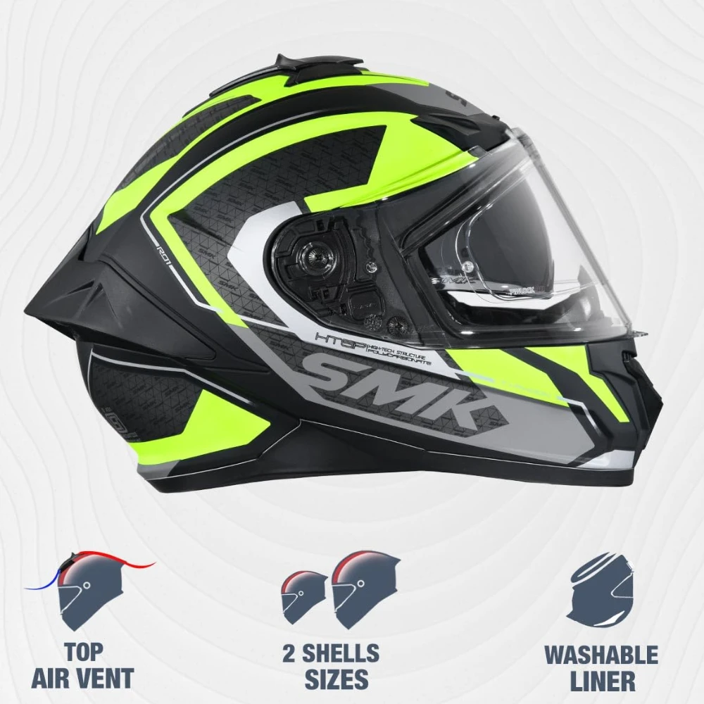 SMK Typhoon RD1 ISI ECE & DOT Certified Full Face Dual Visor Helmet for Men and Women with Pinlock Fitted Clear Visor and Inner Sun Visor ( MATT Black - MA246 - XS )