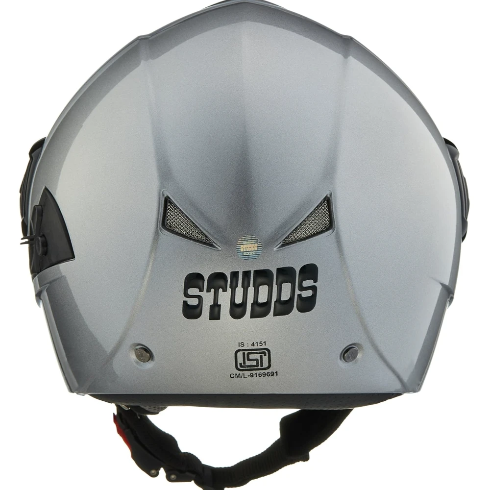 STUDDS DOWNTOWN Open Face Helmet (Silver Grey, Large)
