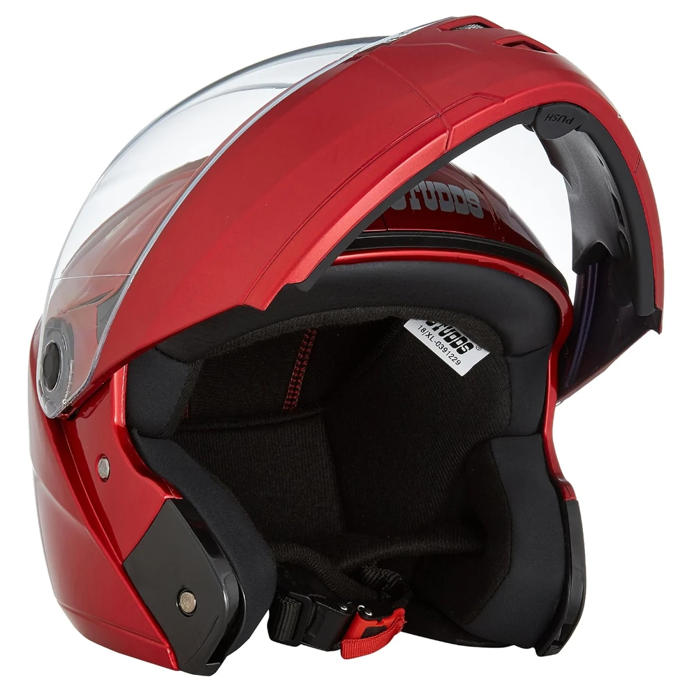 STUDDS Ninja Elite SUPER Flip Up Full Face Helmet (Cherry Red, XL)