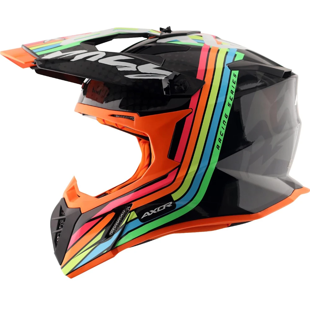 Axor X Cross X2 ISI ECE DOT Certified Full Face Dual Sport Peak Off Road Helmet for Men and Women Black Grey L