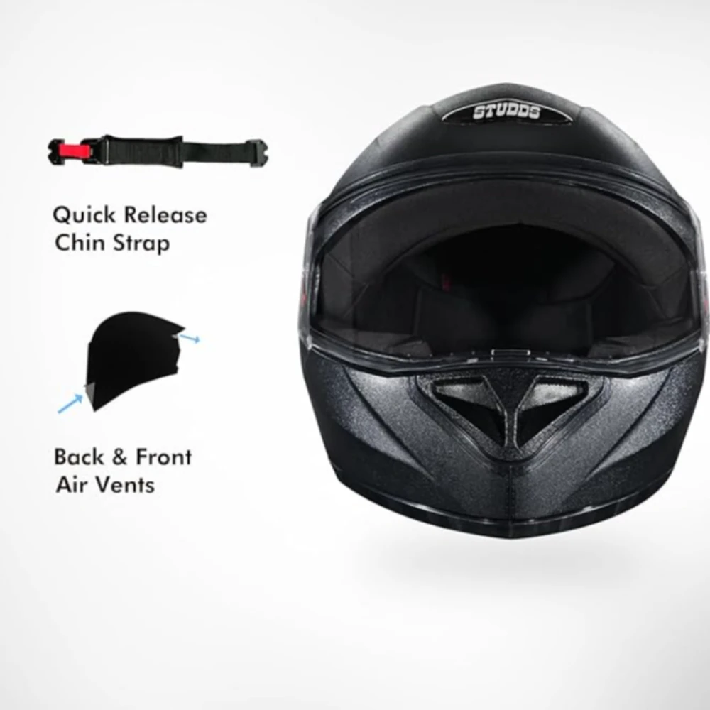 STUDDS Crest Eco ISI Certified Full Face Helmet for Men and Women with Clear Visor