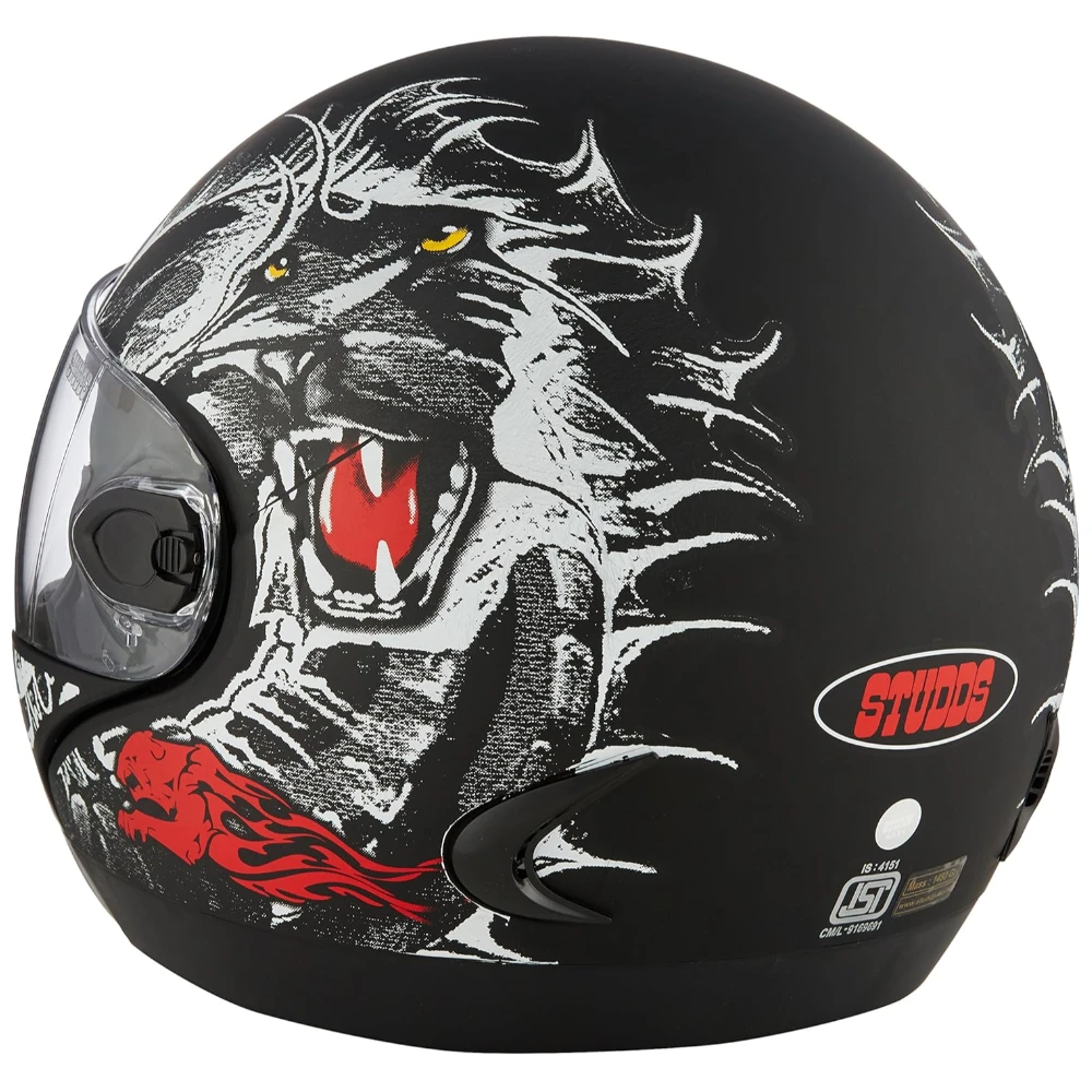 Studds Ninja 2G D2 Flip Up Full Face Helmet (Matt Black and Red, L)