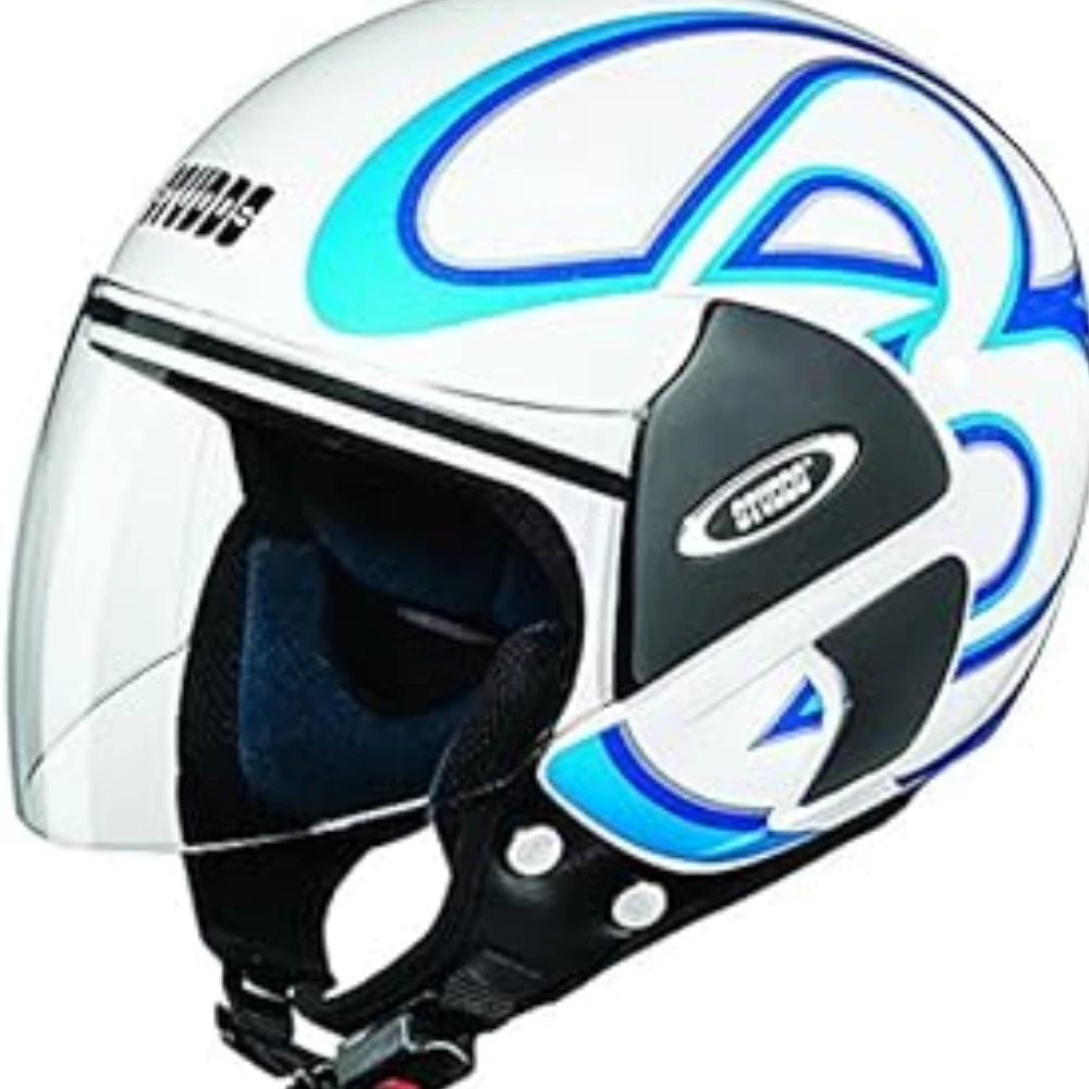 Studds CUB D3 Open Face Helmet (White and Blue, L)