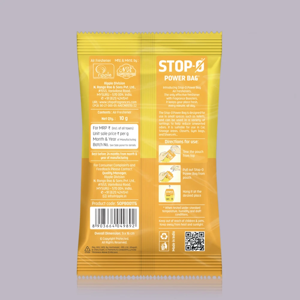 Stop-O Hanging Freshener Power Bag - Tangerine (Pack of 8)