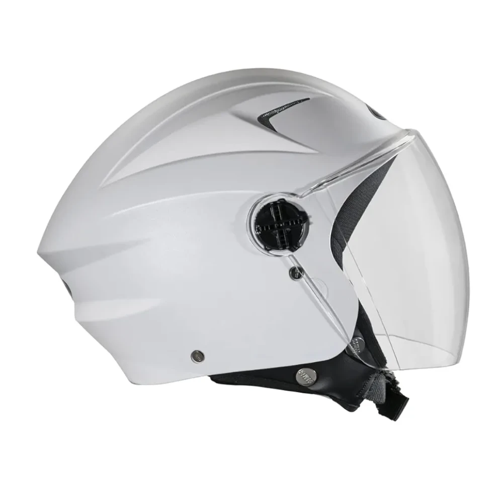 STUDDS RAY ISI Certified Open FACE Helmet for Men and Women with D - Ring Lock (White/XL)