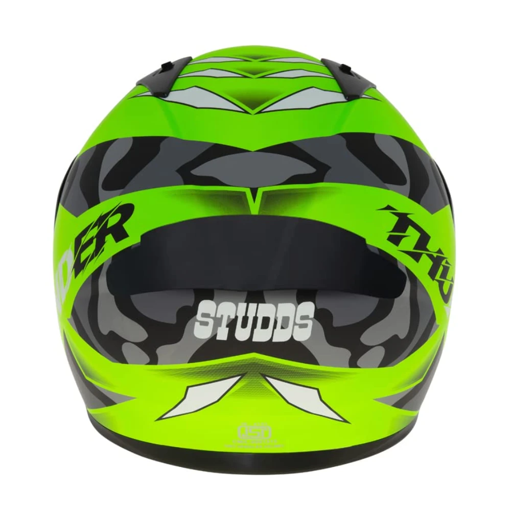 Studds Thunder Full Face Helmet D7 with Clear Visor (Matt Neon Green N9, M)