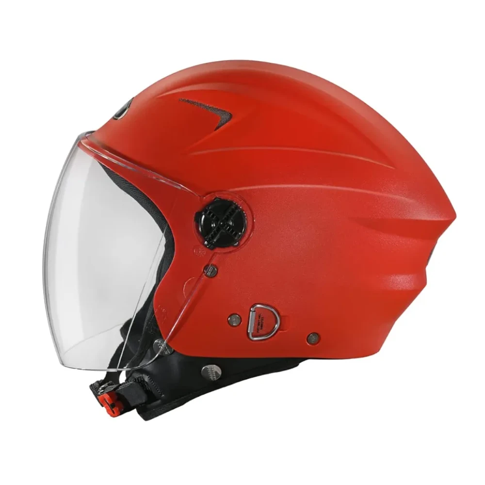 STUDDS RAY ISI Certified Open FACE Helmet for Men and Women with D - Ring Lock (Red/XL)