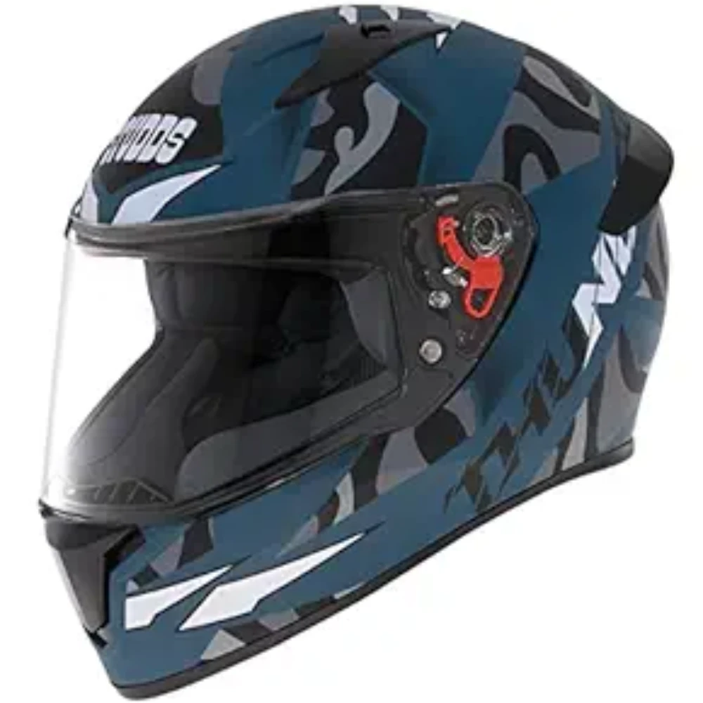 Studds Thunder Full Face Helmet D7 with Clear Visor (Matt Turquoise N4, XL)