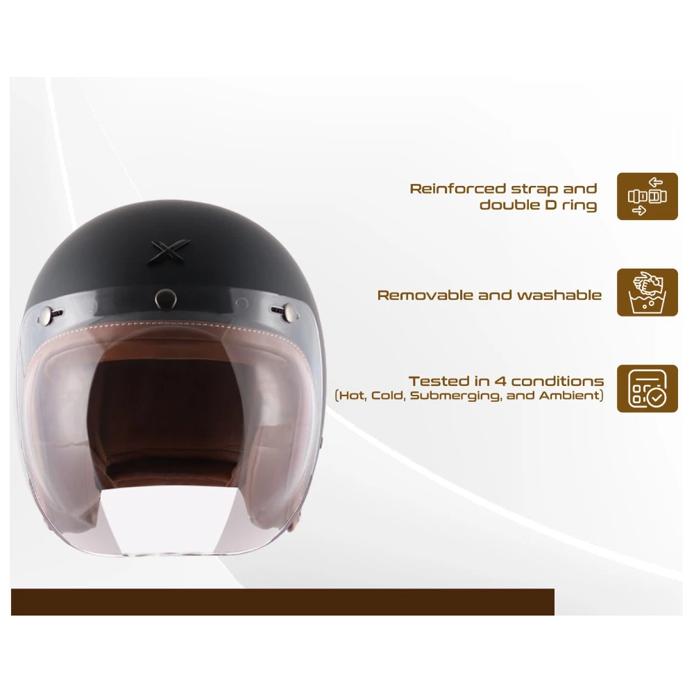 axor Retro Jet Leather Helmet (Dull Black, M)