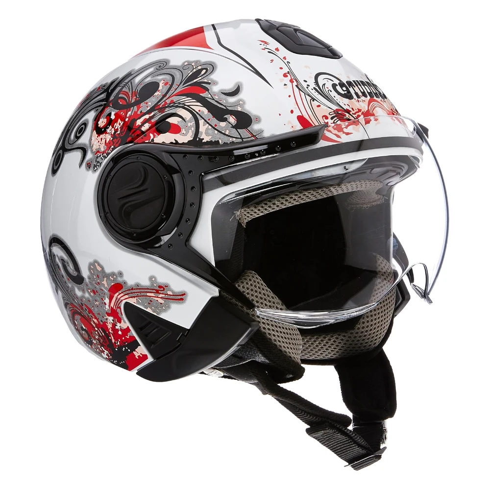 Studds DOWNTOWN D1 Decor Open Face (White and Red, x-large)