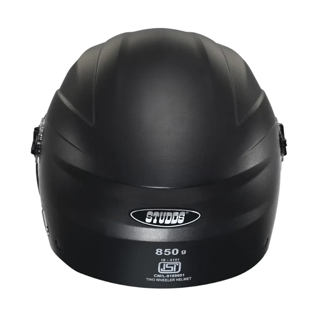 STUDDS RAY ISI Certified Open FACE Helmet for Men and Women with D - Ring Lock (Black/XL)