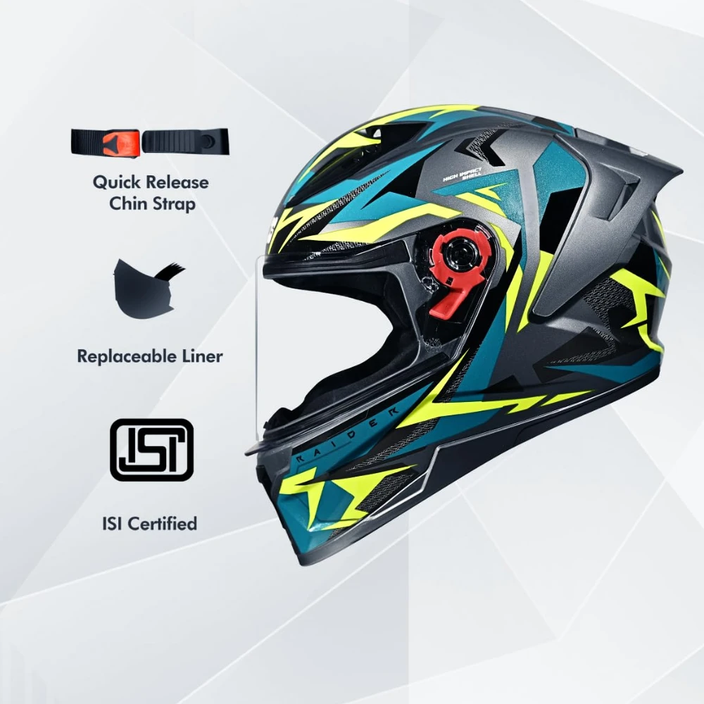STUDDS Raider Skulpt ISI Certified Full Face Helmet for Men and Women with Spoilor and Clear Visor