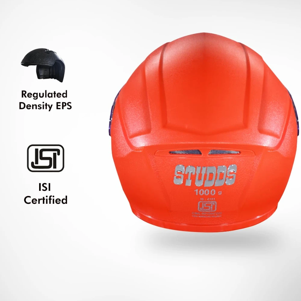 STUDDS Crest Eco ISI Certified Full Face Helmet for Men and Women with Clear Visor