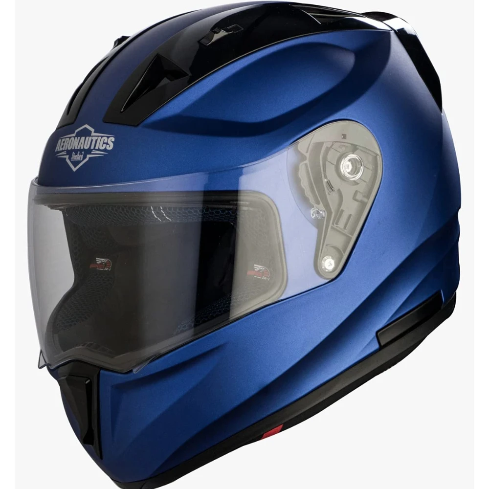 Steelbird SA-1 Aeronautics Full Face Helmet with Plain Visor (Glossy Blue, M)