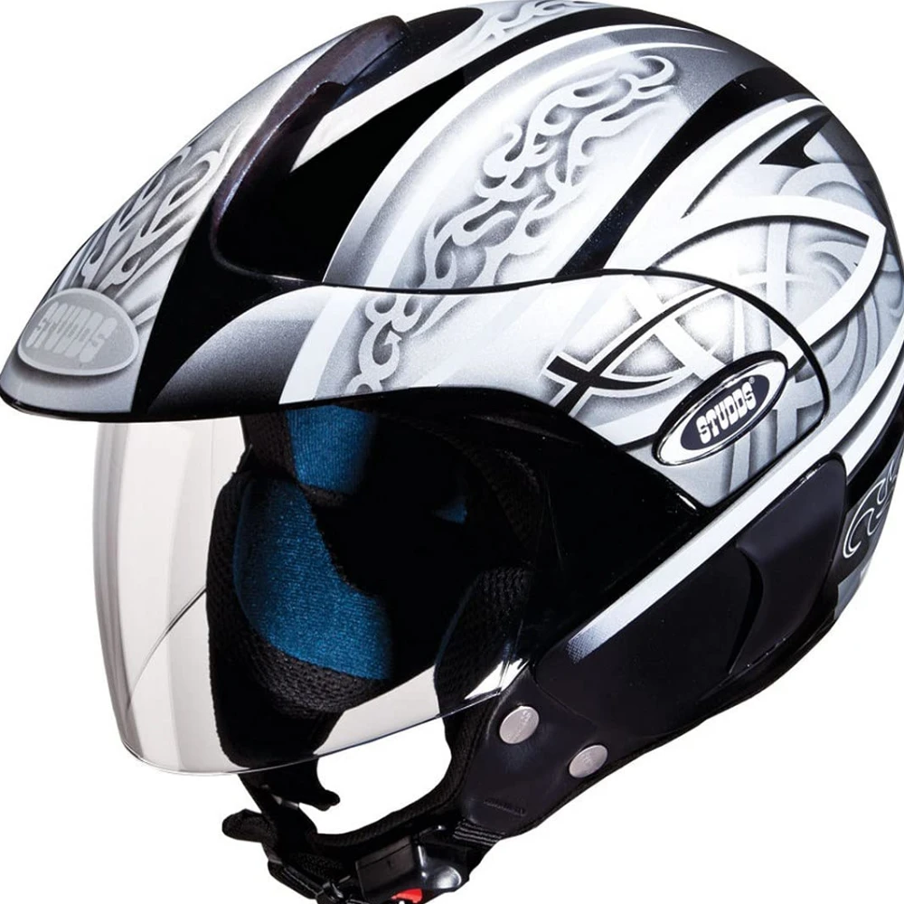 Studds Marshall D3 Open Face Helmet (Black Grey, x-large)