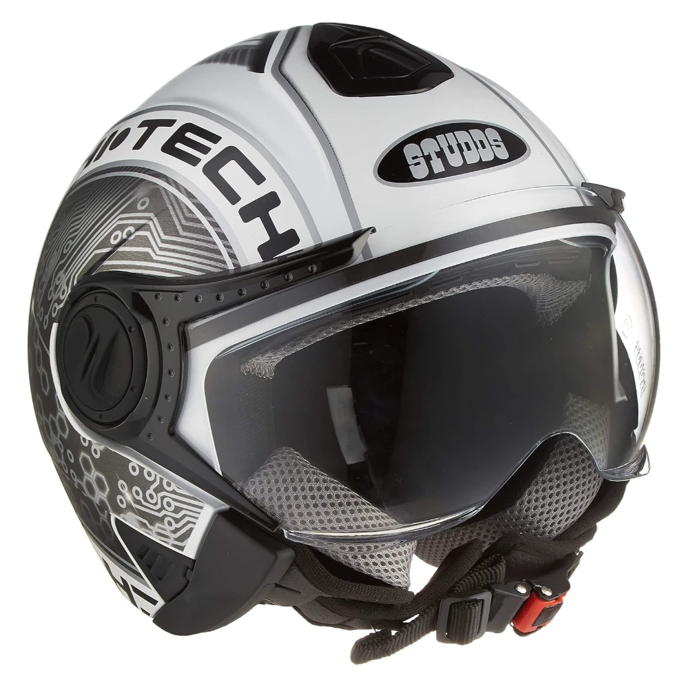 Studds DOWNTOWN D2 Decor Open Face Helmet (White and Grey, XL)