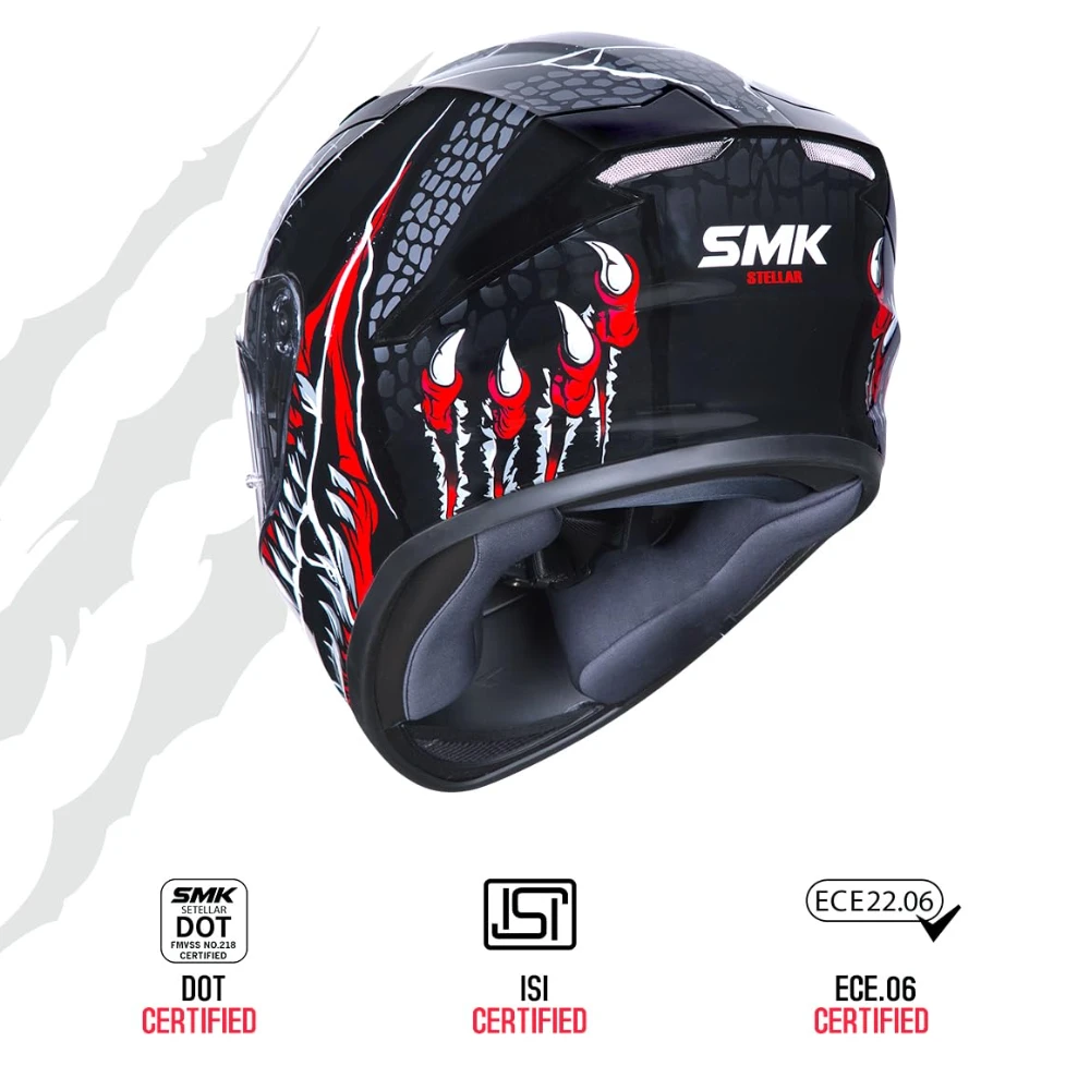 Smk Stellar Sports Taotei Helmet Ece-06 Certified with Anti Fog Clear Visor for Men and Women