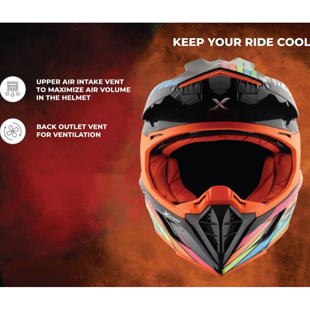 Axor X Cross X2 ISI ECE DOT Certified Full Face Dual Sport Peak Off Road Helmet for Men and Women Black Grey L