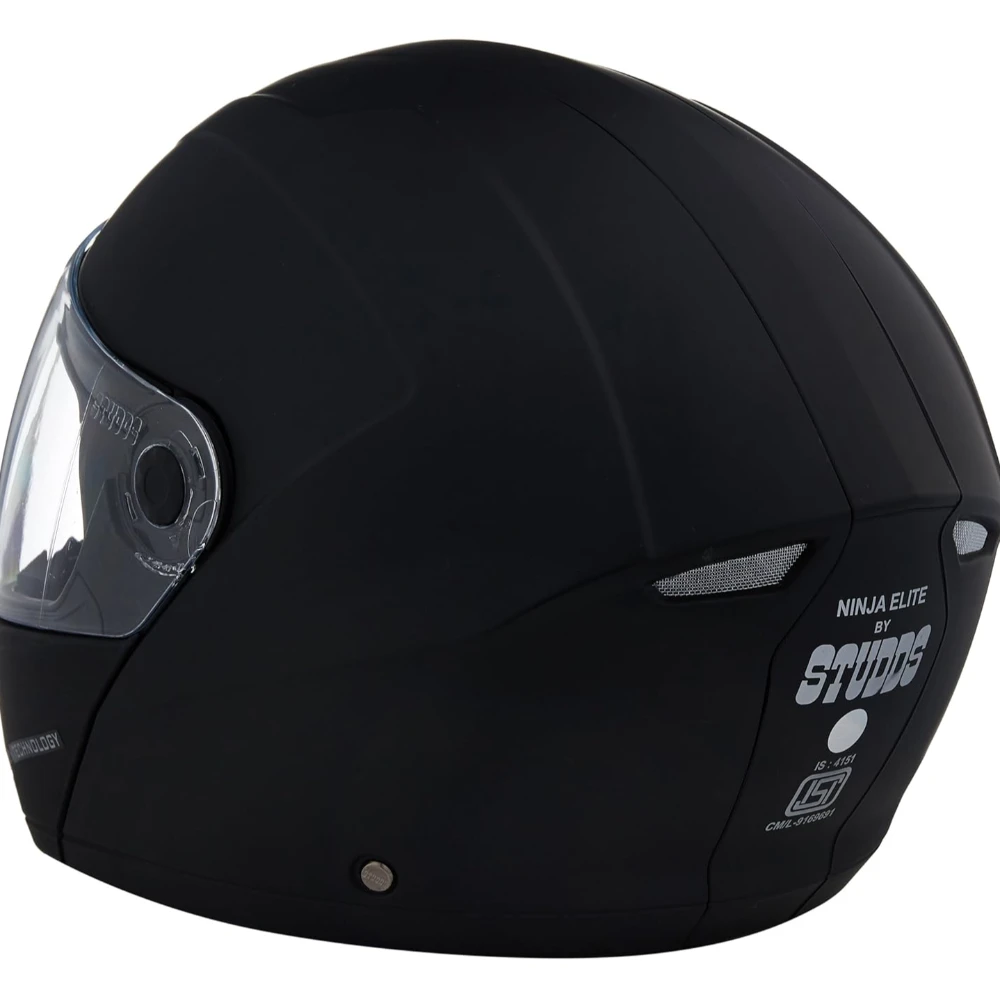 STUDDS Ninja Elite SUPER Flip Up Full Face Helmet (Matt Black, Medium)